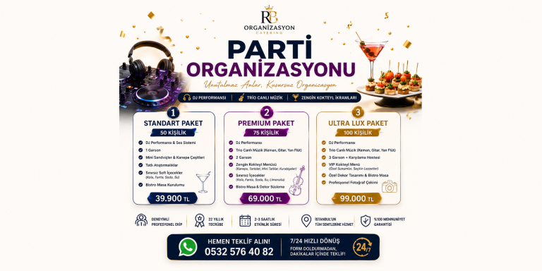 Parti Organizasyonu Fiyatları | 3 Farklı Paket Arasından Hemen Seçim Yapın