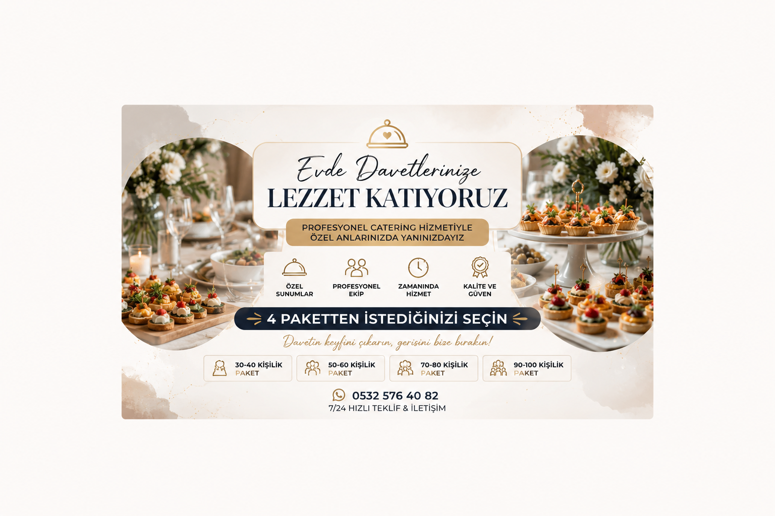Evde Catering Fiyat Rehberi | 4 Özel Seçenek Arasından Hemen Seç, Rezervasyonunu Saniyeler İçinde Tamamla!