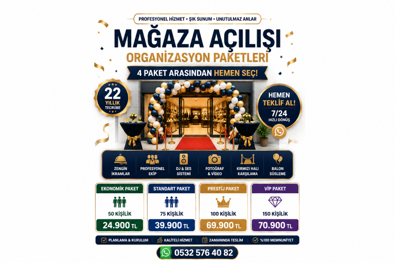 Mağaza Açılışı İçin Organizasyon Fiyatları | 4 Paket Arasından Hemen Seç