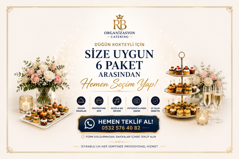 Düğün Kokteyli İçin Size Uygun 6 Paket Arasından Hemen Seçim Yap