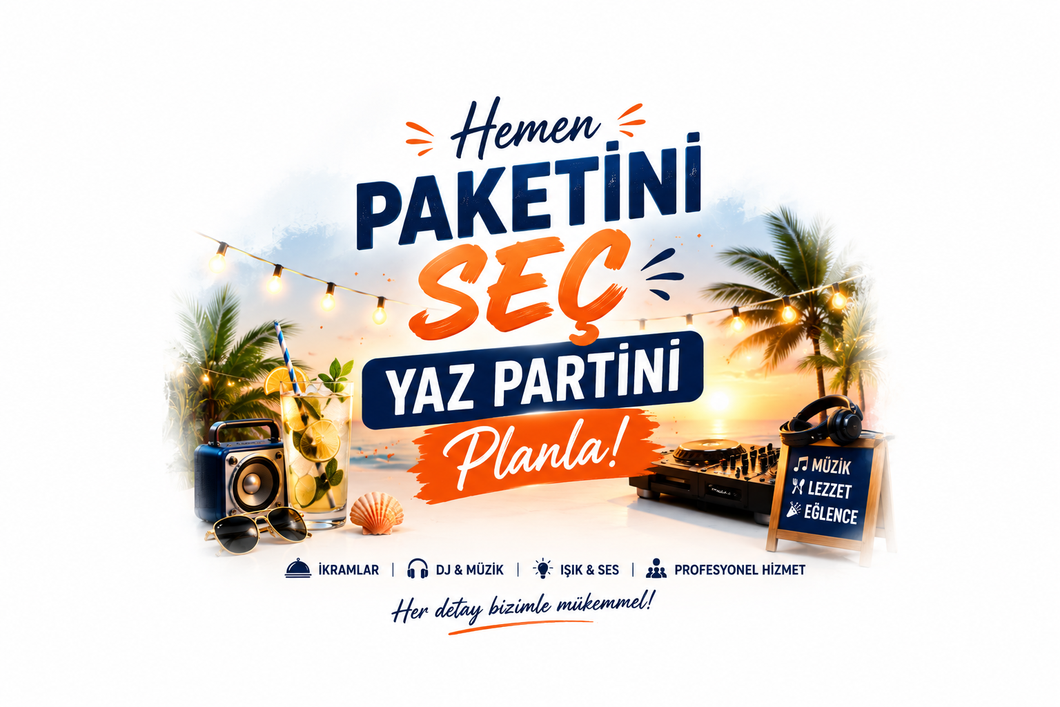 Yaza Merhaba Partisi | Dolu Dolu Eğlenceyi 5 Özel Paketten Seçin, Hemen Teklif Alın!