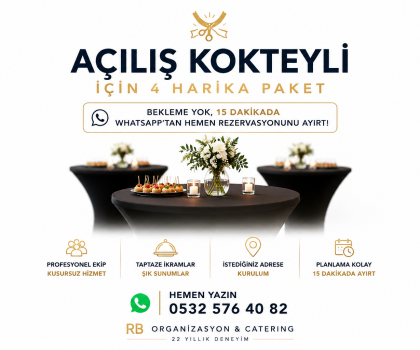 Açılış Kokteyli İçin 4 Harika Paket | Bekleme Yok, 15 Dakikada WhatsApp’tan Hemen Rezervasyonunu Ayırt!