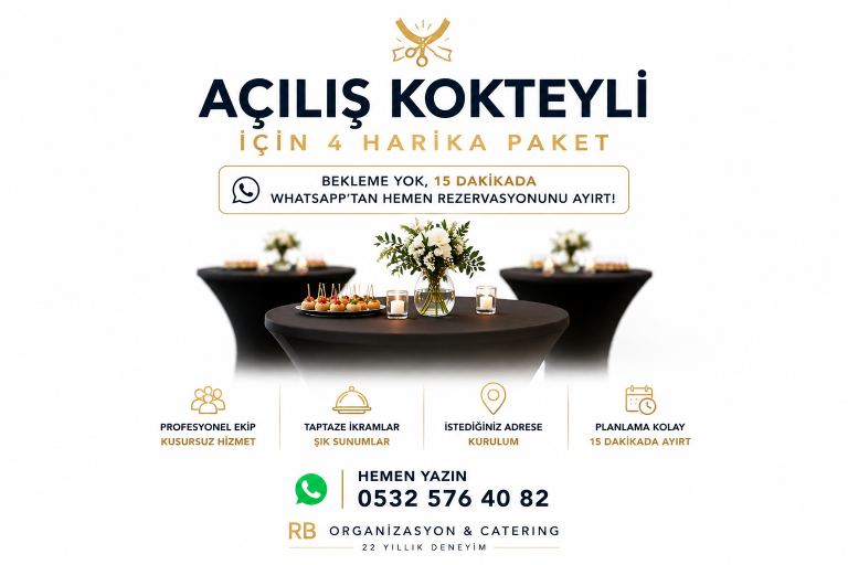 Açılış Kokteyli İçin 4 Harika Paket | Bekleme Yok, 15 Dakikada WhatsApp’tan Hemen Rezervasyonunu Ayırt!